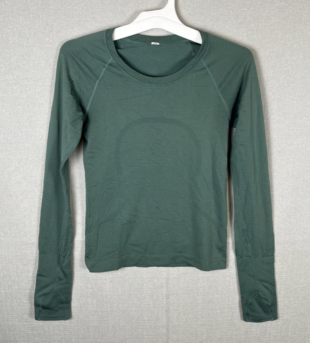 Lululemon Long Sleeve Swiftly Tech T-Shirt Womens Size 2 Green Thumb Holes EUC